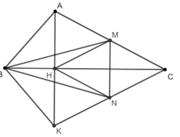 Cho tam giác ABC; {AB < AC} và có đường cao AH. Trên tia đối của tia HA lấy K sao cho HA = HK.  a) Chứng minh tam giác AHC = tam giác KHC b) Gọi M,N lần lượt là trung điểm của AC và KC. Chứng minh tam giác HMC = tam giác HNC (ảnh 1)