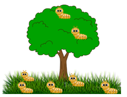 Em chọn số thích hợp với ô trống.  Dưới cái cây có ? con sâu.  (ảnh 1)
