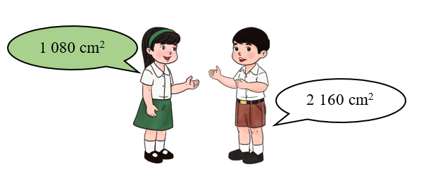 Tô màu vào hình chữ đáp án đúng.  An có một chiếc hộp quà (có nắp) dạng hình hộp chữ nhật có chiều dài 30 cm, chiều rộng 15 cm và chiều cao 12 cm. An đã sơn màu đỏ lên các mặt xung quanh và màu xanh lên 2 mặt đáy (ảnh 2)
