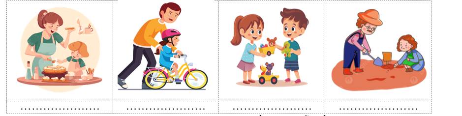 Quan sát tranh, em hãy nêu việc các bạn nhỏ làm cùng người thân.  (ảnh 1)
