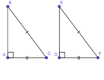 Quan sát hình vẽ và cho biết tam giác ABC = tam giác DEF theo trường hợp nào sau đây: (ảnh 1)