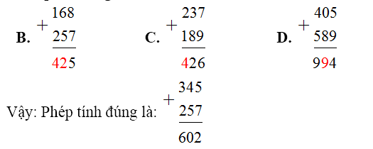 Phép tính đúng là:  (ảnh 1)