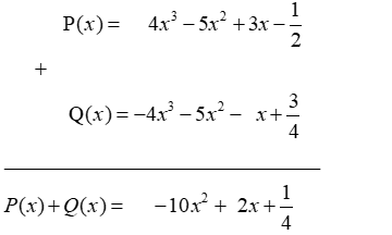 Cho hai đa thức:  P(x) = 4{x^3} - 5{x^2} + 3x - 1/2 &nbsp;&nbsp;&nbsp;&nbsp; Q(x) =&nbsp; - 4{x^3} - 5{x^2} - x + 3/4  a) Hỏi mỗi số x = 1; x =1/4  c&oacute; phải l&agrave; một nghiệm của đa thức P(x) kh&ocirc;ng? (ảnh 1)
