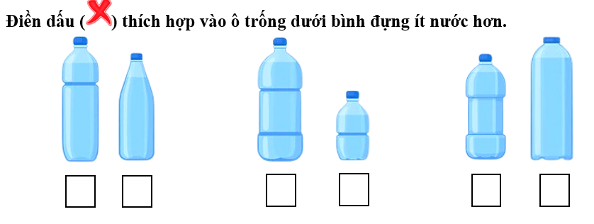 Phiếu bài tập hàng ngày Toán lớp 2 Đựng nhiều nước, đựng ít nước có đáp án (ảnh 1)