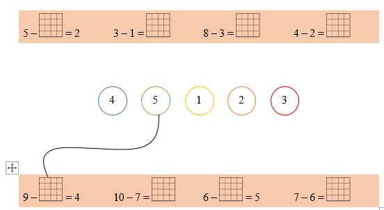 Nối: phép tính phù hợp 5 - .... = 2 (ảnh 1)
