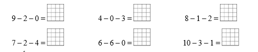 Điền số thích hợp vào ô trống: 9 – 2 – 0 = ... (ảnh 1)