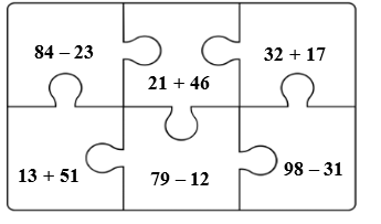 Tô màu vào phép tính có kết quả là 67: (ảnh 1)