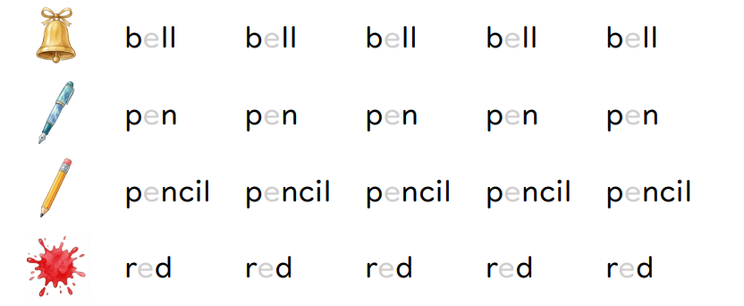 Trace the letters.  bell pen (ảnh 1)
