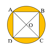 Cho hình vuông ABCD nằm trong đường tròn tâm O như hình vẽ. Biết AC dài 10 cm. Tính độ dài bán kính của hình tròn. (ảnh 2)