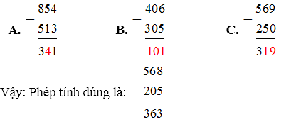 Phép tính đúng là:  (ảnh 1)
