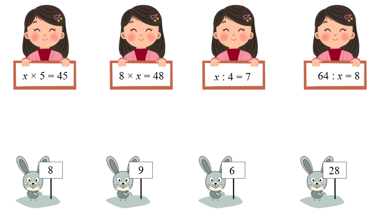 Nối giá trị x với biểu thức thích hợp. (ảnh 1)