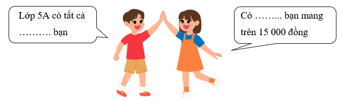 Điền số thích hợp vào chỗ chấm. Lớp 5A tổ chức khảo sát số bạn mang theo tiền ăn sáng trong một ngày: (ảnh 1)