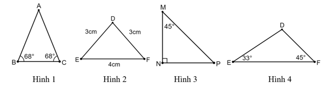 Tam giác nào sau đây không phải là tam giác cân? (ảnh 1)