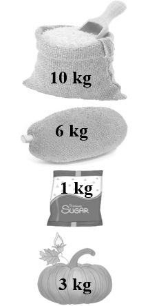 Đọc cân nặng của mỗi quả hoặc đồ vật dưới đây. (ảnh 1)