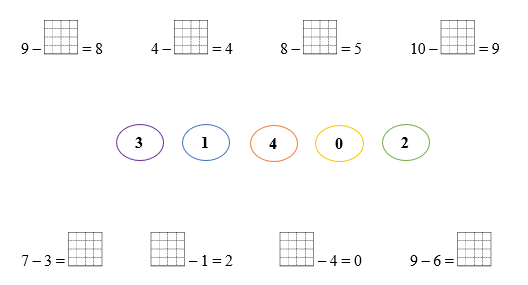 Nối.  9 – .... = 8 (ảnh 1)