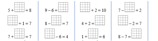 Điền số thích hợp vào ô trống: 5 + ... = 8 (ảnh 1)