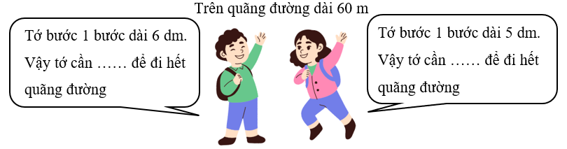 Điền số thích hợp vào chỗ chấm.  Trên quãng đường dài 60 m (ảnh 1)