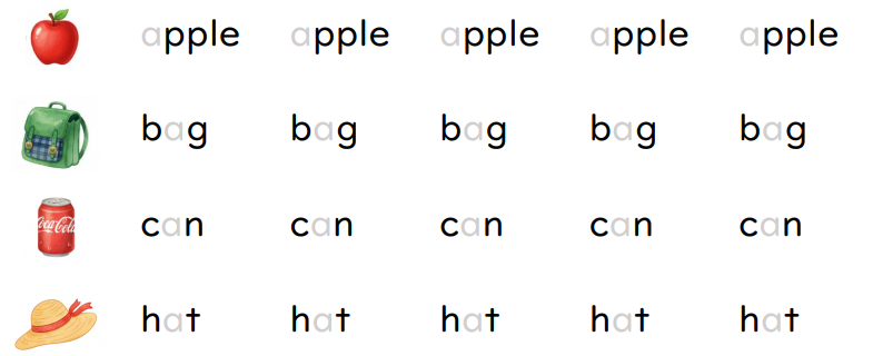 Trace the letters.  apple (ảnh 1)