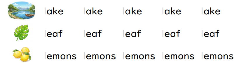 Trace the letters. lake (ảnh 1)