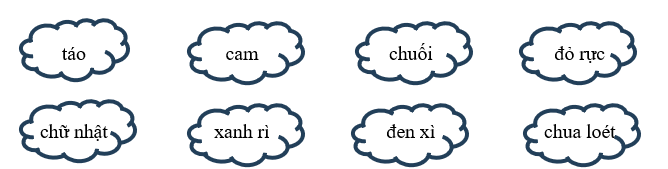 Em hãy:  a) Tô màu vào từ chỉ màu sắc trong các từ sau: (ảnh 1)