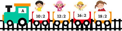 Hai đoàn tàu A và B có các toa ghi phép tính như sau: (ảnh 1)
