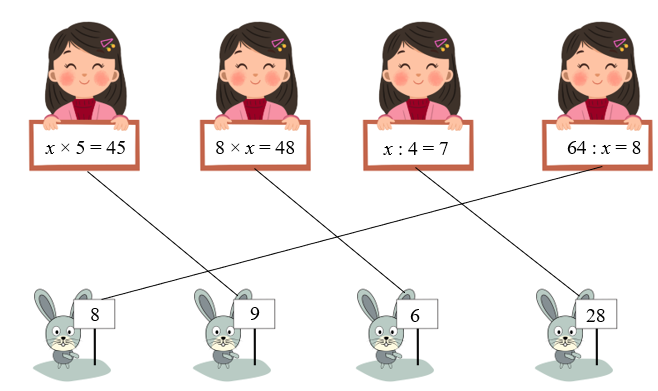 Nối giá trị x với biểu thức thích hợp. (ảnh 2)