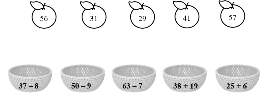 Nối quả cam với cái rổ thích hợp. (ảnh 1)