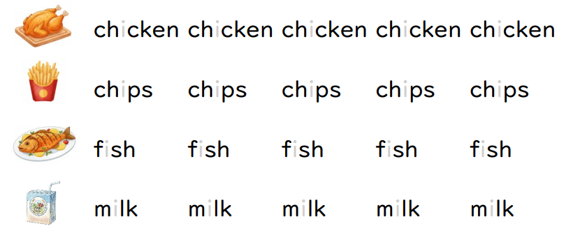 Trace the letters.  chicken chips (ảnh 1)