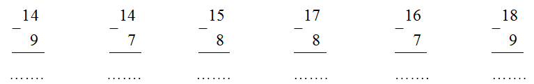 Phiếu bài tập hàng ngày Toán lớp 2 14, 15, 16, 17, 18 trừ đi một số có đáp án (ảnh 1)