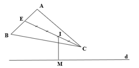 Cho tam giác ABC và đường thẳng d a) Tìm điểm I để vecto IA + IB + 3 IC = vecto 0 (ảnh 1)