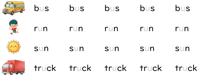 Trace the letters.  bus (ảnh 1)
