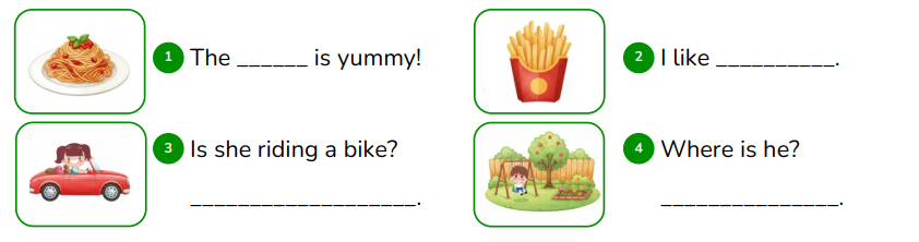 Look and write.   The ______ is yummy! (ảnh 1)