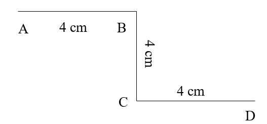 Viết phép tính thích hợp để tính độ dài đường gấp khúc ABCD dưới đây: (ảnh 1)