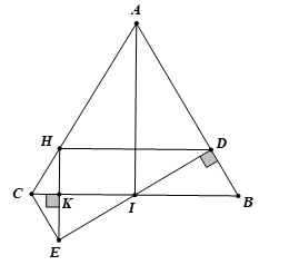 Cho tam giác ABC có AB = AC. Gọi I là trung điểm của BC.  a) Chứng minh: tam giác AIC = tam giác AIB   b) Kẻ đường thẳng qua I và vuông góc với AB tại D. Trên tia đối của tia ID lấy điểm E sao cho ID = IE. Chứng minh: AB song song CE (ảnh 1)