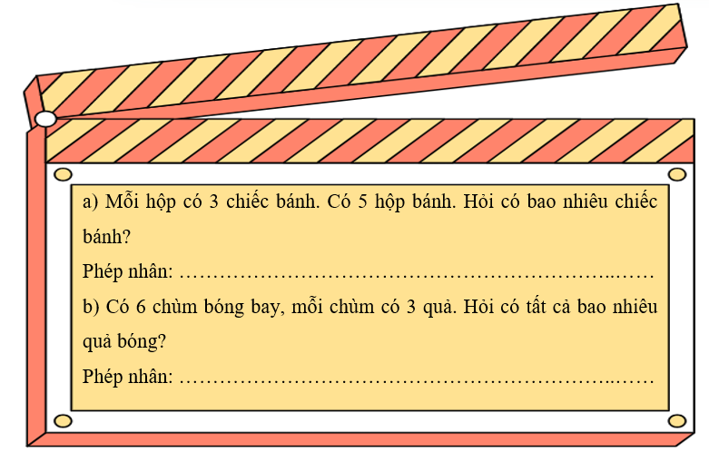 Viết phép nhân thích hợp theo mỗi tình huống. (ảnh 1)