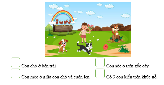 Đúng ghi Đ, sai ghi S:      Con chó ở bên trái	 (ảnh 1)