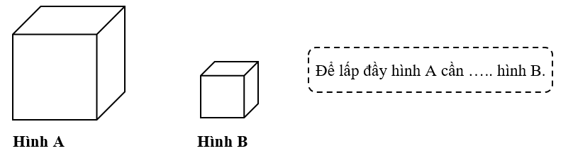 Điền số thích hợp vào chỗ chấm.  Có 2 hình lập phương. Hình A có cạnh dài gấp 2 lần cạnh hình B. (ảnh 1)
