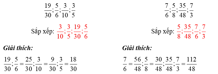 Sắp xếp các phân số sau theo thứ tự từ bé đến lớn (ảnh 2)