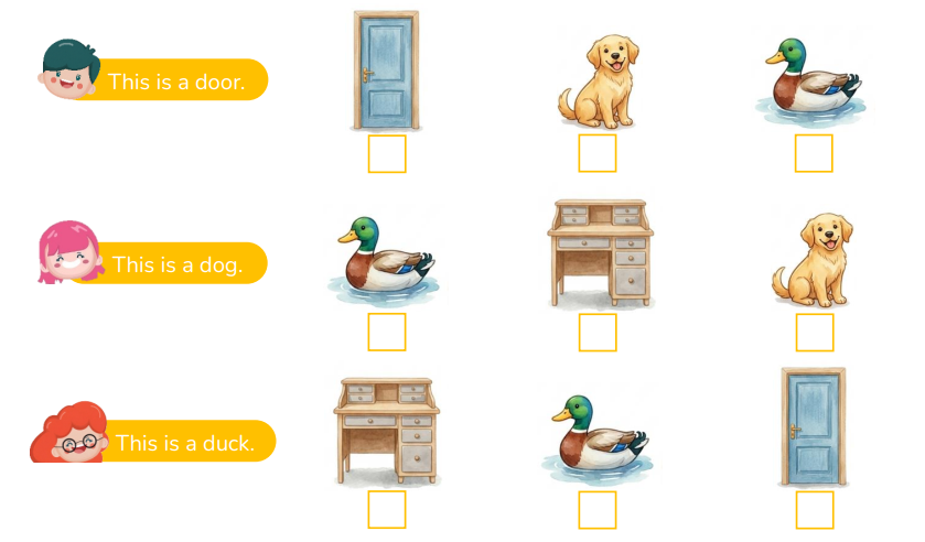 Look, read and tick (v). (ảnh 1)
