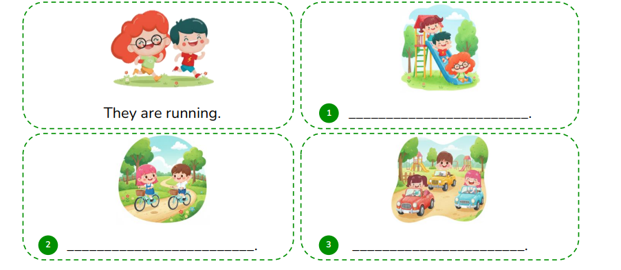 Look and write the sentences.  (ảnh 1)