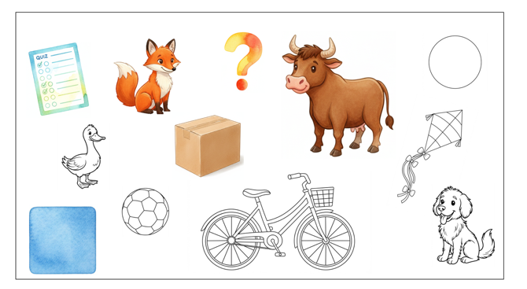 Find and colour. square – quiz – question – ox – box – fox (ảnh 2)