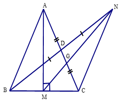 Cho tam giác ABC cân tại A (góc A nhọn) Vẽ AM vuông góc với BC (M thuộc BC).  a) Chứng minh tam giác ABM = tam giác ACM (ảnh 1)