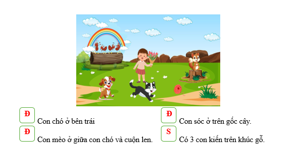 Đúng ghi Đ, sai ghi S:      Con chó ở bên trái	 (ảnh 2)
