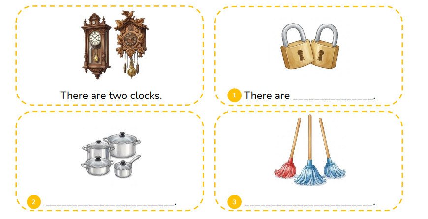 Look and write the sentences.  There are _______________. (ảnh 1)