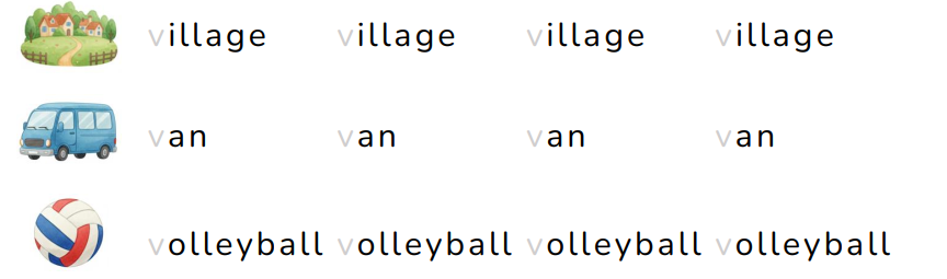 Trace the letters.  village (ảnh 1)