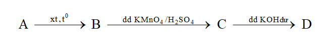 (c) Sai, phản ứng với B với \[KMn{O_4}\]cần đun n&oacute;ng. (ảnh 1)