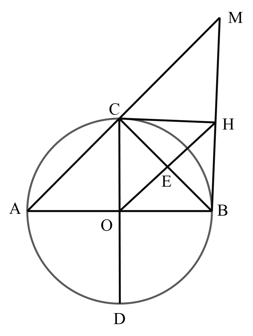 \(\widehat {ACB} = 90^\circ \) (g&oacute;c nội tiếp chắ (ảnh 1)