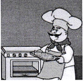 The Chef has rolled pizza dough, spread tomato sauce, and placed toppings on the pizza. Which photo is the missing step? (ảnh 1)