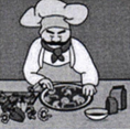 The Chef has rolled pizza dough, spread tomato sauce, and placed toppings on the pizza. Which photo is the missing step? (ảnh 2)
