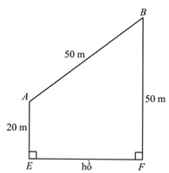 Trong một buổi cắm trại bên bờ hồ, các đội thi đua chạy từ lều chỉ huy A cách bờ hồ 20 m đến hồ lấy nước và mang về lều chỉ huy B cách bờ hồ 50 m.  (ảnh 1)